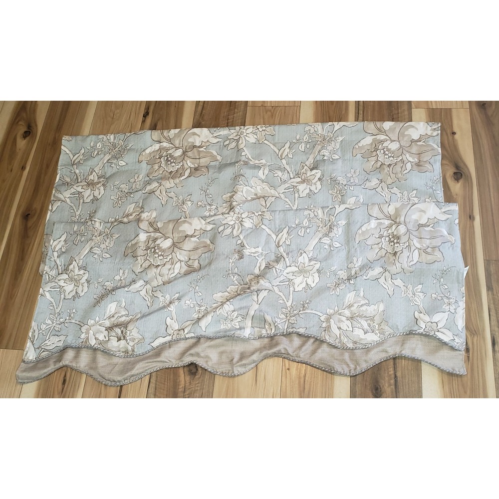 Croscill Estate Alexandria Layered Scalloped Valance Set of 2 Blue Tan 51 x 21